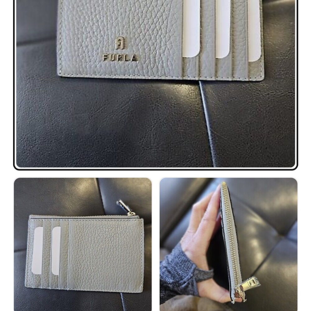 Furla Gray Leather Card Holder